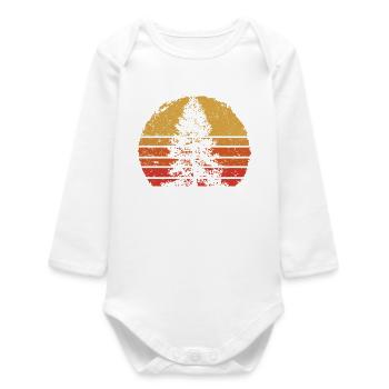 Retro Sunset Tree Silhouette - Baby Organic Long-Sleeved Bodysuit - white - Front