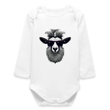 Funny Animal Design - Baby Organic Long-Sleeved Bodysuit - white - Front