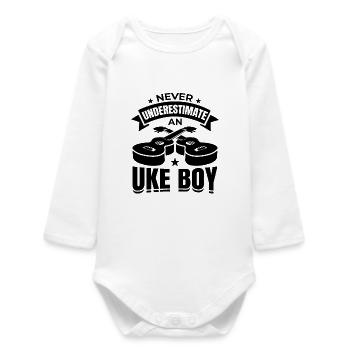 Ukulele Boy - Baby Organic Long-Sleeved Bodysuit - white - Front