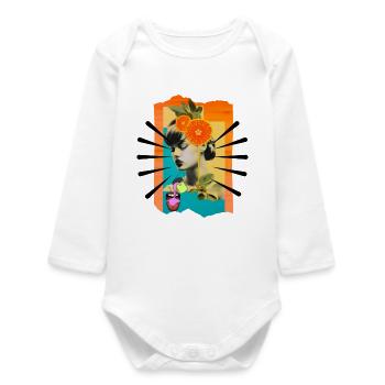 Woman Pop Art - Baby Organic Long-Sleeved Bodysuit - white - Front