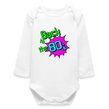 des années 80 Party Retro Fun Shirt, retour aux années 80 (25 - Body bébé manches longues biologique - blanc - Devant