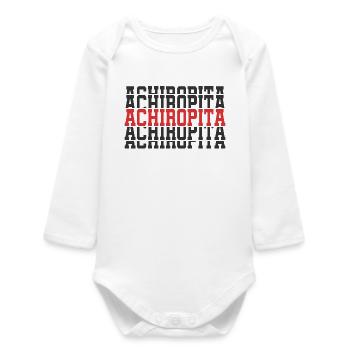 t-shirt Achiropita t-shirt name stacked text - Baby Organic Long-Sleeved Bodysuit - white - Front