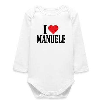 t-shirt J’aime Manuele t-shirt idée cadeau - Body bébé manches longues biologique - blanc - Devant