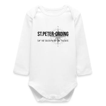 Koordinaten St Peter Ording - Baby Organic Langarmbody - Weiß - Vorne