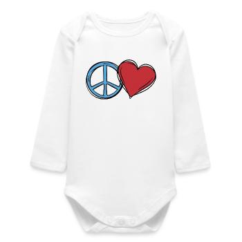 Coeur paix paix amour idée cadeau - Body bébé manches longues biologique - blanc - Devant