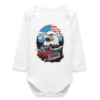 Adventure Tour USA - Baby Organic Long-Sleeved Bodysuit - white - Front
