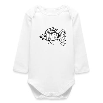 Fish - Baby Organic Long-Sleeved Bodysuit - white - Front