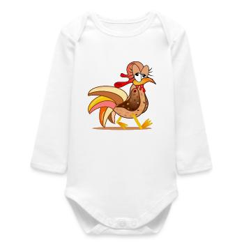 CHICKEN COOP CHICKENS COMIC - Baby Organic Long-Sleeved Bodysuit - white - Front