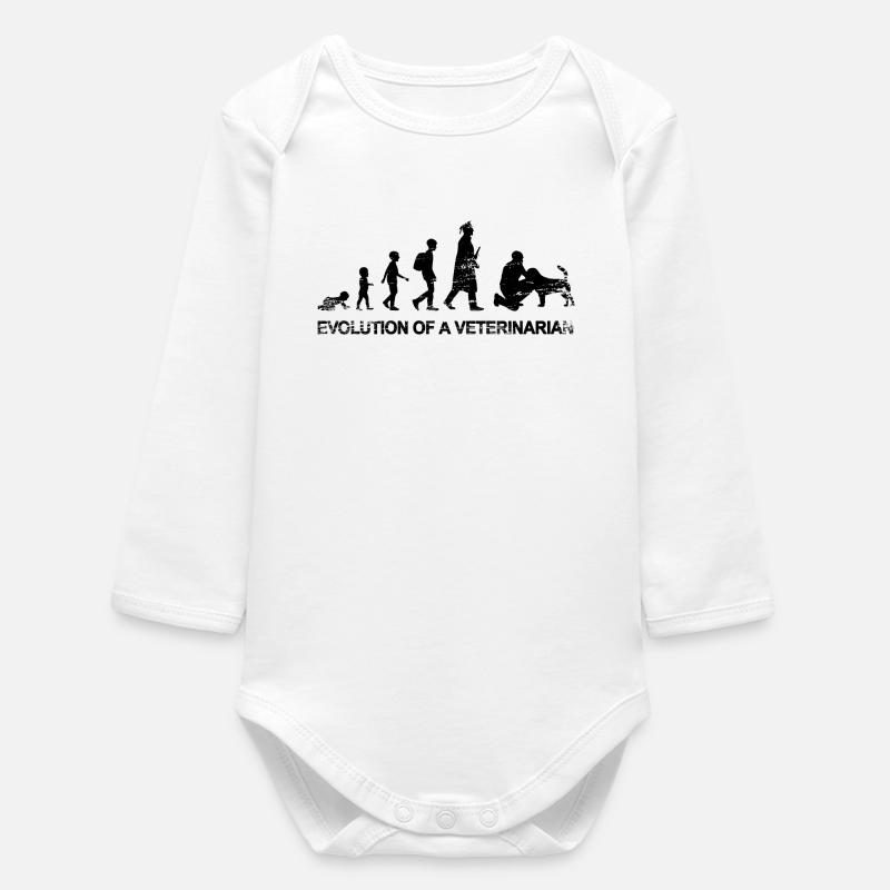 Evolution eines Tierarztes - Baby Organic Langarmbody - Weiß