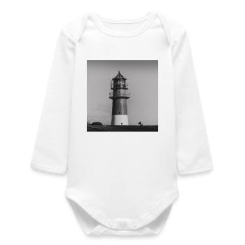 Phare Büsum Dithmarschen Côte de la mer du Nord Poster - Body bébé manches longues biologique - blanc - Devant