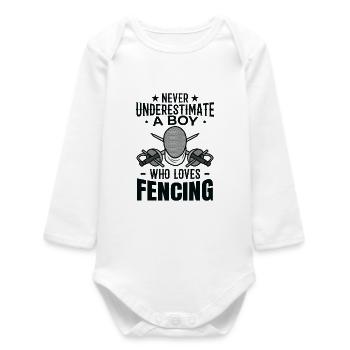 Fencing Boy - Baby Organic Long-Sleeved Bodysuit - white - Front