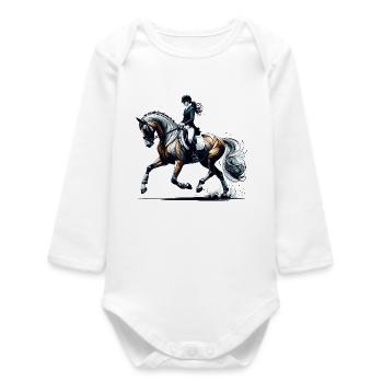 Dressage Riding Horse Gift - Baby Organic Long-Sleeved Bodysuit - white - Front