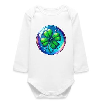 Four-leaf clover - Baby Organic Long-Sleeved Bodysuit - white - Front