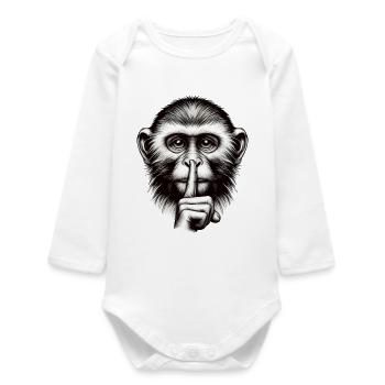 Singe silencieux - Logo - Body bébé manches longues biologique - blanc - Devant