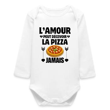 Pizza, fan de pizza, mangeur de pizza - Body bébé manches longues biologique - blanc - Devant