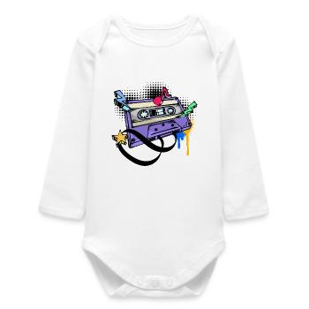 Funky Street Art Graffiti Kunst Strassenkunst - Baby Organic Long-Sleeved Bodysuit - white - Front