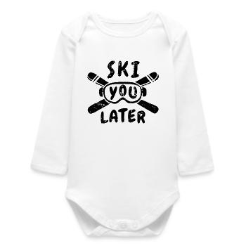 Funny Ski Saying - Baby Organic Long-Sleeved Bodysuit - white - Front