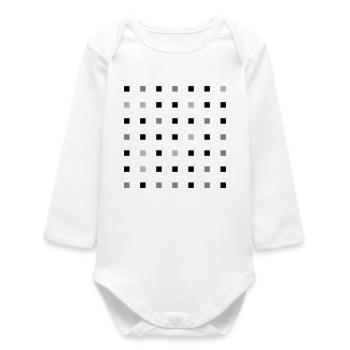 Square Grid - Baby Organic Long-Sleeved Bodysuit - white - Front