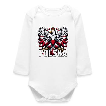 Polen Polska polnisch rot weiß Geschenk - Baby Organic Langarmbody - Weiß - Vorne