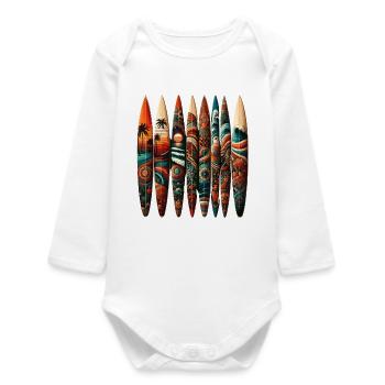 Look surf tropical - Body bébé manches longues biologique - blanc - Devant