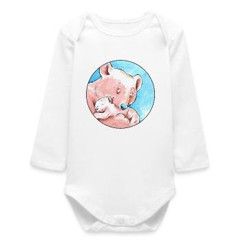 Braun Bär Liebe - Baby Organic Langarmbody - Weiß - Vorne