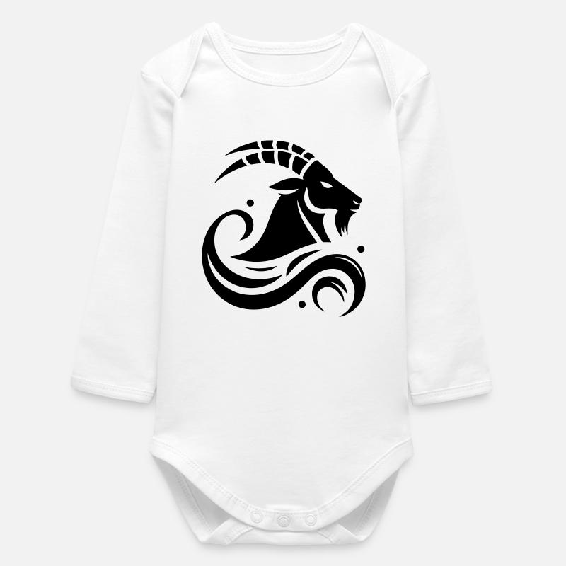 Steinbock - Baby Organic Langarmbody - Weiß