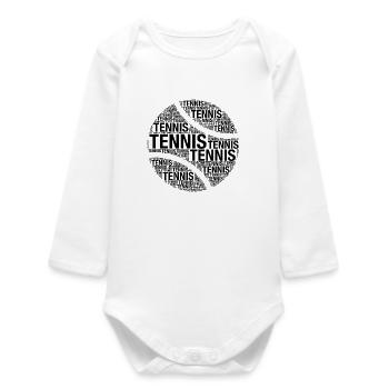 Tennis Ball - Tennis Word Cloud Black - Baby Organic Long-Sleeved Bodysuit - white - Front
