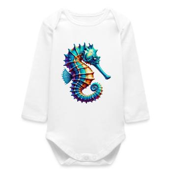 Seahorse - Baby Organic Long-Sleeved Bodysuit - white - Front