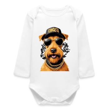 Cadeau de chien irlandais Terrier Gangsta Gangster - Body bébé manches longues biologique - blanc - Devant