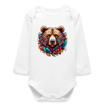 Bear - Baby Organic Long-Sleeved Bodysuit - white - Front