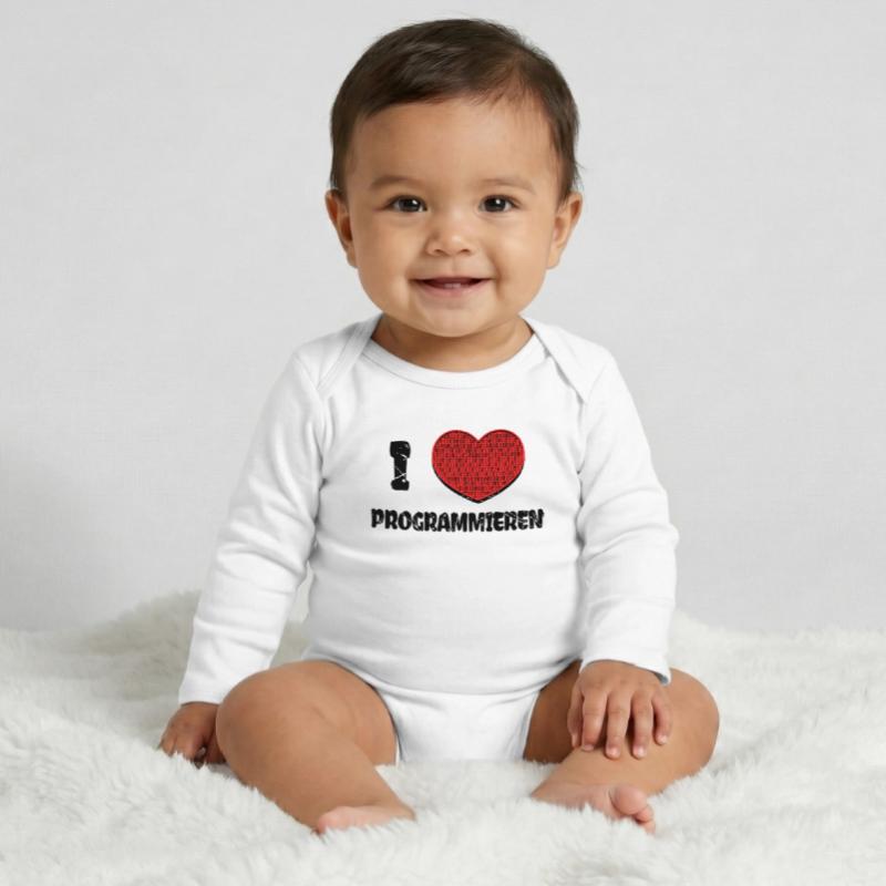 Developer Heart Web Developer Statement Computer Baby Organic Long-Sleeved Bodysuit