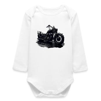 Rusty Apocalypse Motorcycle - Dark Fantasy Skull - Baby Organic Long-Sleeved Bodysuit - white - Front