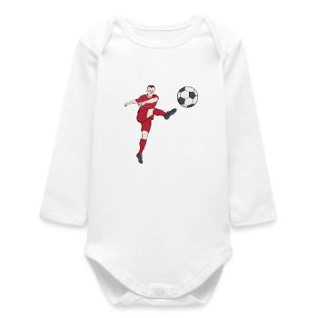Awesome Football Kick Score a Goal in Soccer - Baby Organic Long-Sleeved Bodysuit - white - Front
