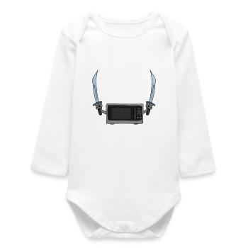 Microwave oven and the sword - Baby Organic Long-Sleeved Bodysuit - white - Front