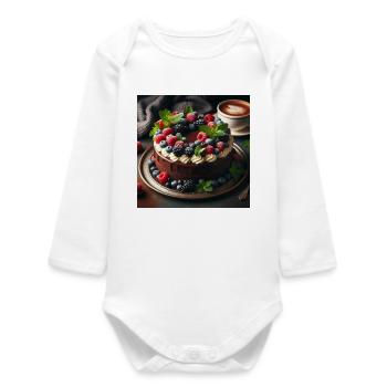 Schokoladen-Beeren-Kuchen - Baby Organic Langarmbody - Weiß - Vorne