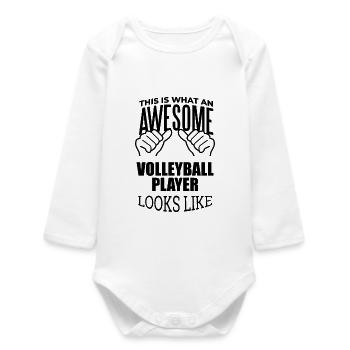 Volleyball - Baby Organic Langarmbody - Weiß - Vorne