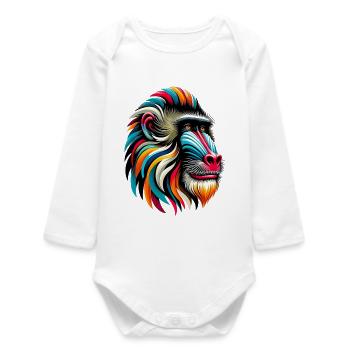 Mandrill Monkey - Baby Organic Long-Sleeved Bodysuit - white - Front