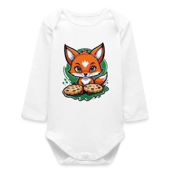 Foxy Chocolate Treats - Baby Organic Long-Sleeved Bodysuit - white - Front