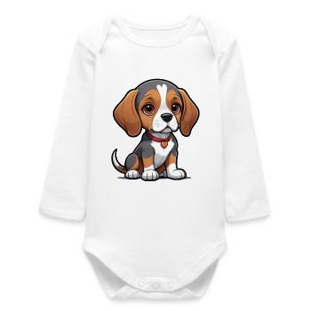 Beagle Love Pup - Baby Organic Long-Sleeved Bodysuit - white - Front