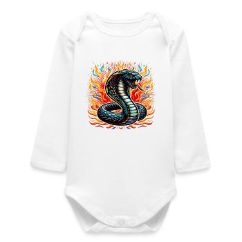 motif de serpent cobra coloré avec flammes - Body bébé manches longues biologique - blanc - Devant