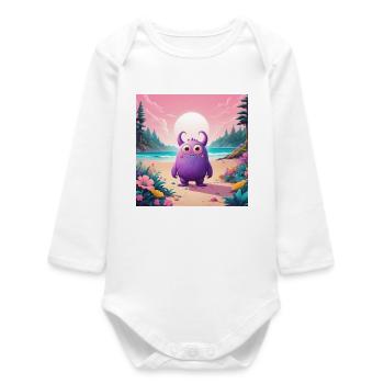 Little Monster on the Beach - Baby Organic Long-Sleeved Bodysuit - white - Front