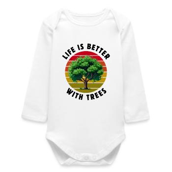 Life is better with trees - Baby Organic Long-Sleeved Bodysuit - white - Front