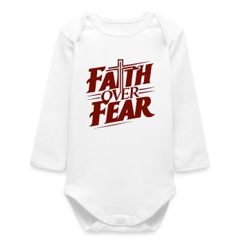 Imprimé motif Faith Gives Courage - Body bébé manches longues biologique - blanc - Devant