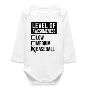 Baseball - Baby Organic Long-Sleeved Bodysuit - white - Front