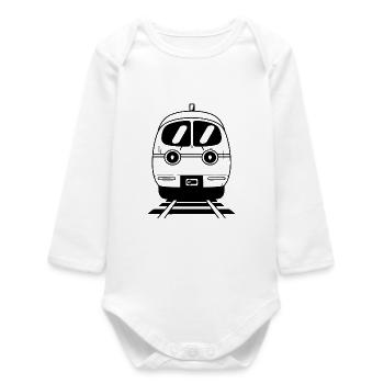 Cartoon Railroad - Baby Organic Long-Sleeved Bodysuit - white - Front