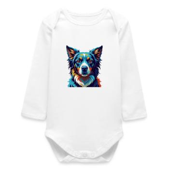 Slovensky Kopov Dog Breed Colorful Cartoon Kawaii - Baby Organic Long-Sleeved Bodysuit - white - Front