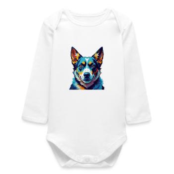 Bouvier australien chien race dessin animé Kawaii - Body bébé manches longues biologique - blanc - Devant