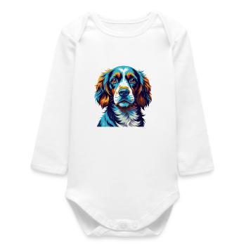 Épagneul alpin Chien race Coloré Dessin animé Kawaii - Body bébé manches longues biologique - blanc - Devant