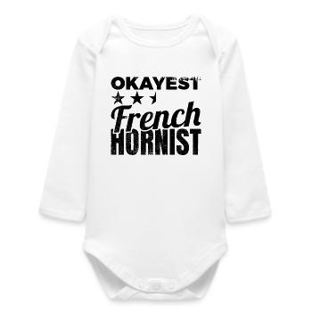 Okayest French horn player - Baby Organic Long-Sleeved Bodysuit - white - Front