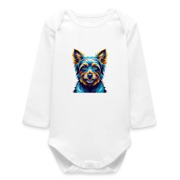 Terrier australien Chien Race Dessin animé Kawaii - Body bébé manches longues biologique - blanc - Devant